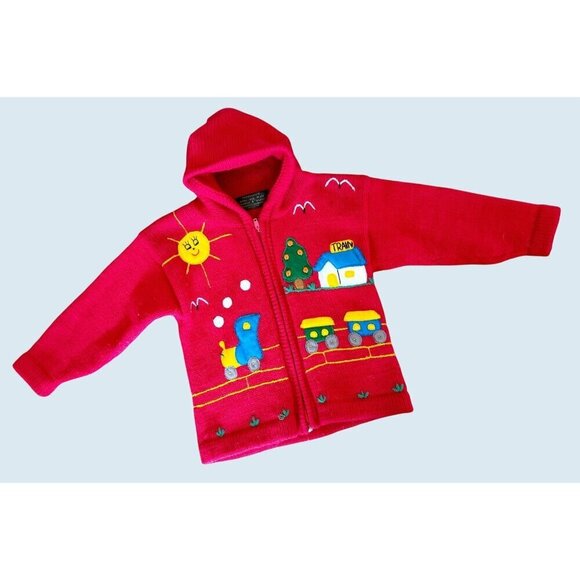 Vintage Handmade Kids Youth Toddler Full Zip Embroidered Hoodie Sweater Size 4T - Picture 2 of 7